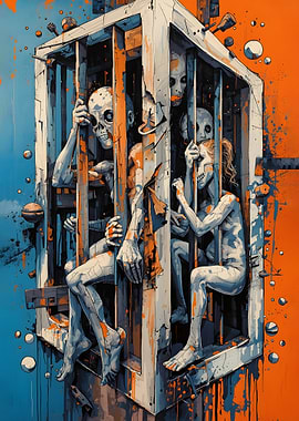 Abstract Disturbing Figures in a Cage
