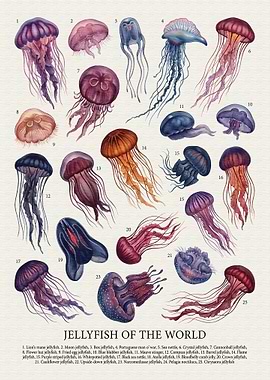 Jellyfish of the World Illustration