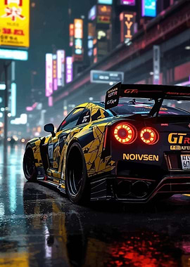 Cyberpunk Nissan GTR in Neon City