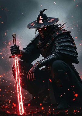 Cyberpunk Samurai with Glowing Sword