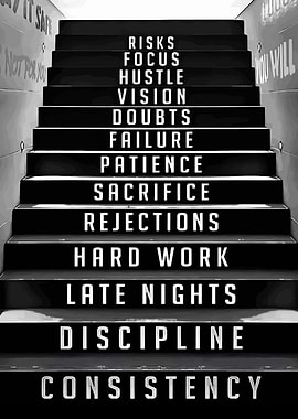 Stairs of Success with Motivational Words
