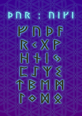 Runic Alphabet with Flower of Life
