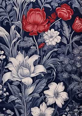 Floral Red and White Flowers