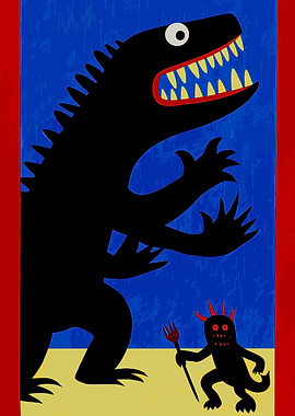 Monster and Devil with Pitchfork