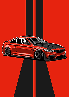 BMW M4 Red Stripes