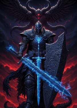 Knight with Electric Sword and Shield