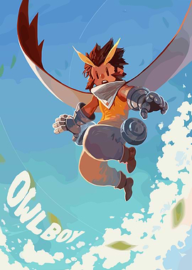 Owlboy character flying in the sky