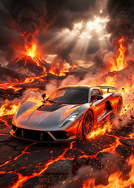 Hennessey Venom F5 Driving Through Lava