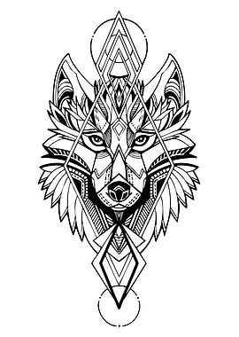 Geometric Wolf Head Tattoo Design