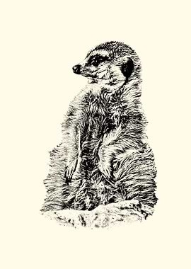 Meerkat Standing and Looking