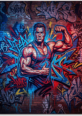 Bodybuilder Graffiti Art