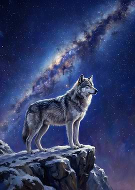 Wolf under the Milky Way