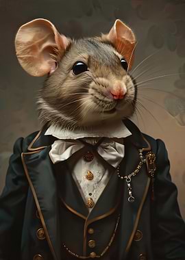 Anthropomorphic Mouse in Victorian Attire