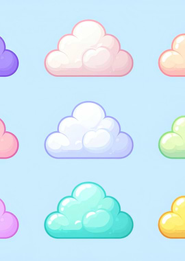 Cute Pastel Clouds Pattern