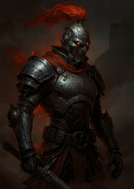 Demonic Knight with Fiery Mane