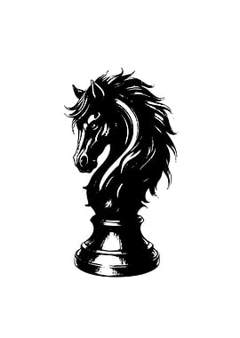 Black Knight Chess Piece