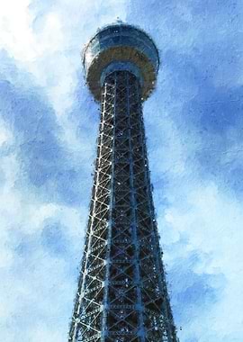 Tower against a cloudy sky