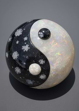 Opal Yin Yang Sphere with Snowflake Obsidian
