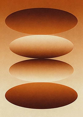 JAPANDI ZEN Abstract Gradient Ovals Terracotta Art