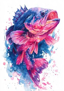 Watercolor Fish Art