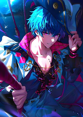 Anime Pirate with Blue Hair