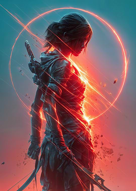 Warrior Woman with Glowing Sword