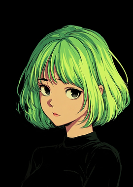 Anime girl with green hair