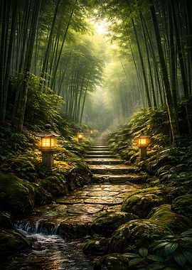 Enchanted Bamboo Forest Path