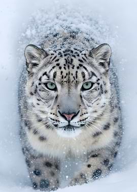 Snow Leopard in Snow