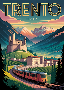 Vintage Travel Poster of Trento, Italy