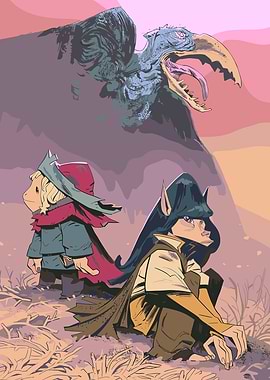 Fantasy creatures and bird of prey