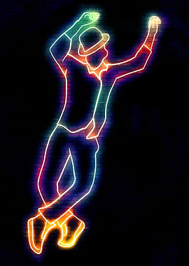 Neon Dancer on Brick Wall