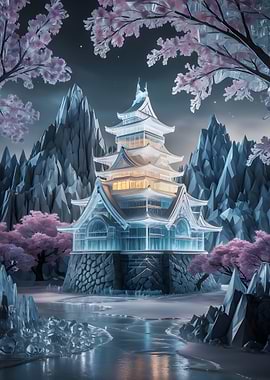 Ice Castle with Cherry Blossoms