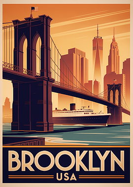 Brooklyn Bridge and New York City Skyline