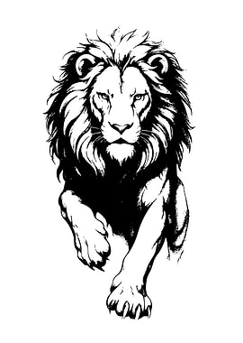 Black and White Lion Illustration