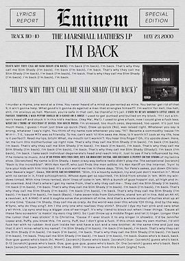 Eminem 'I'm Back' Lyrics Report