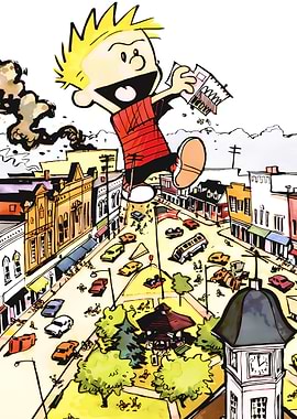 Giant Calvin stomping through town