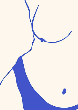 Abstract Blue Line Art of Torso
