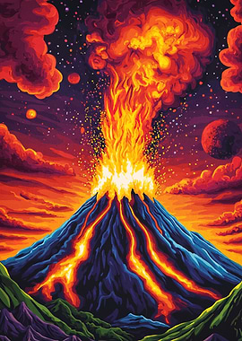 Volcano Eruption in Space