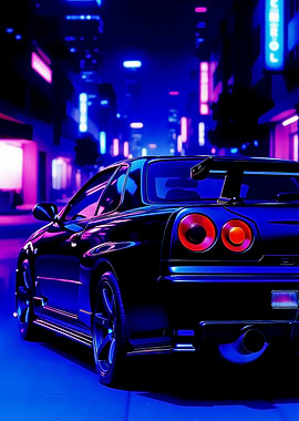 Cyberpunk Car in Neon City