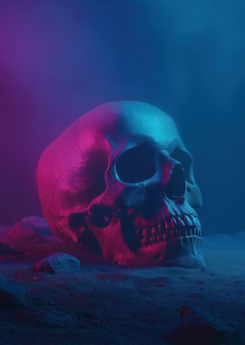 Skull with Neon Lighting