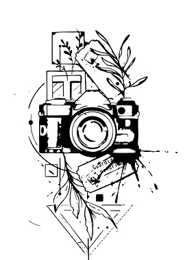 Camera with Floral Elements