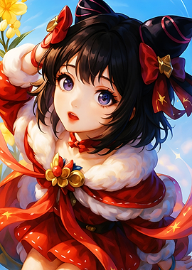 Change Mlbb Anime Girl in Red Christmas Outfit