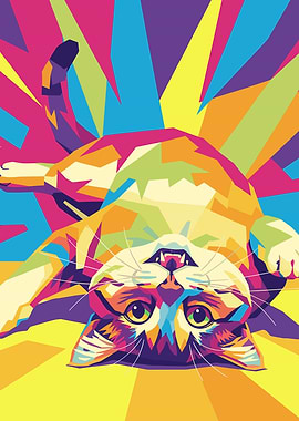 Colorful Cat in Pop Art Style