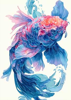 Watercolor Koi Fish in Water