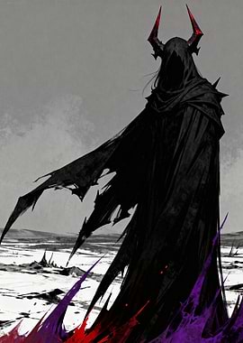 Dark hooded figure with horns