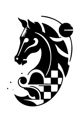 Stylized Black Horse Chess Piece