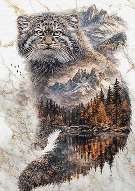 Manul Cat Spirit of the Gilded Woodland