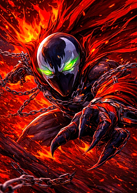 Spawn in Fiery Background