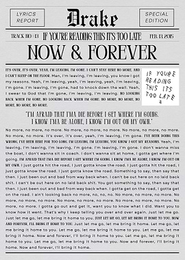Drake Now & Forever Lyrics Poster